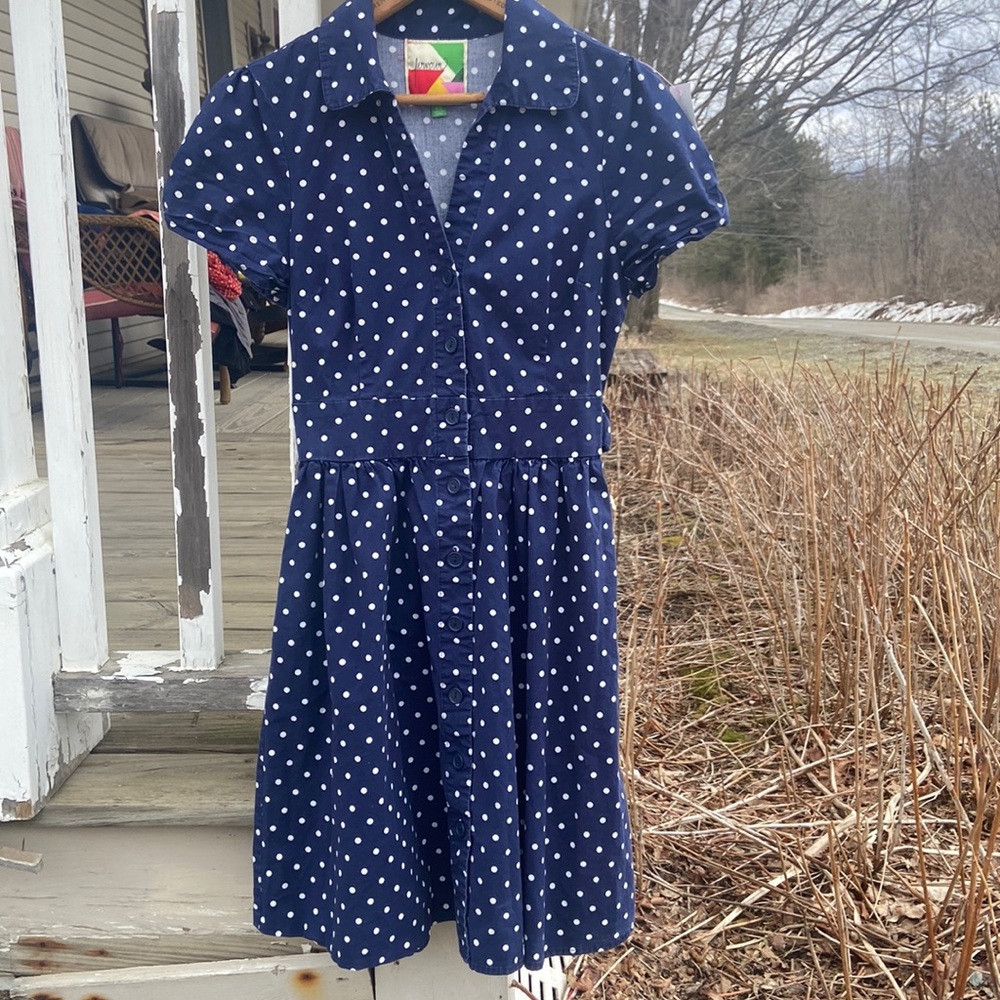 ModCloth Fervour Navy & White Polka Dot Dress Women's Size XS